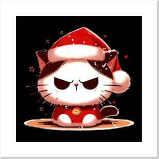 Grumpy christmas cat Posters and Art